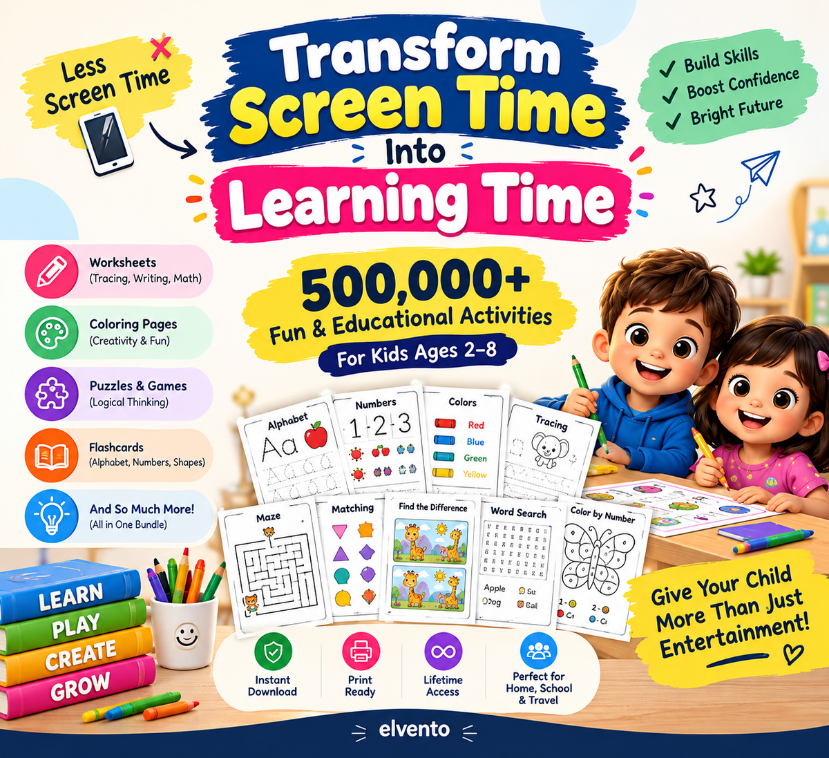 500,000+ Kids Educational Bundle Phone Se Door Rakhein, Aur Bachche Ko Khelte-Khelte Sikhne Ka Mauka Dein!
